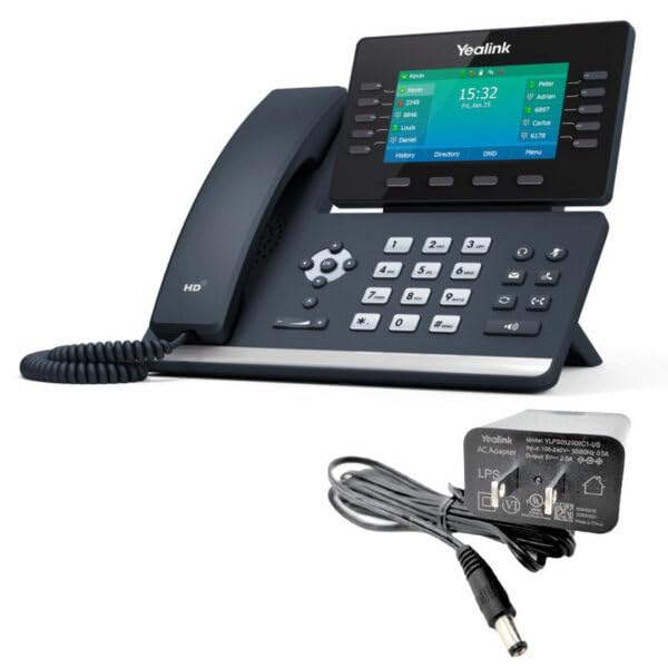 Yealink T54W IP Phone - 16 VoIP accounts - Power Adapters Included 4.3-inch color LCD screen-- Built-in dual-band 2.4G/5G Wi-Fi