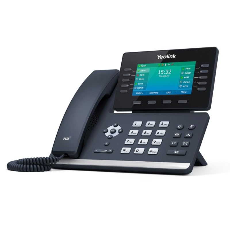 Yealink T54W IP Phone - 16 VoIP accounts - Power Adapters Included 4.3-inch color LCD screen-- Built-in dual-band 2.4G/5G Wi-Fi