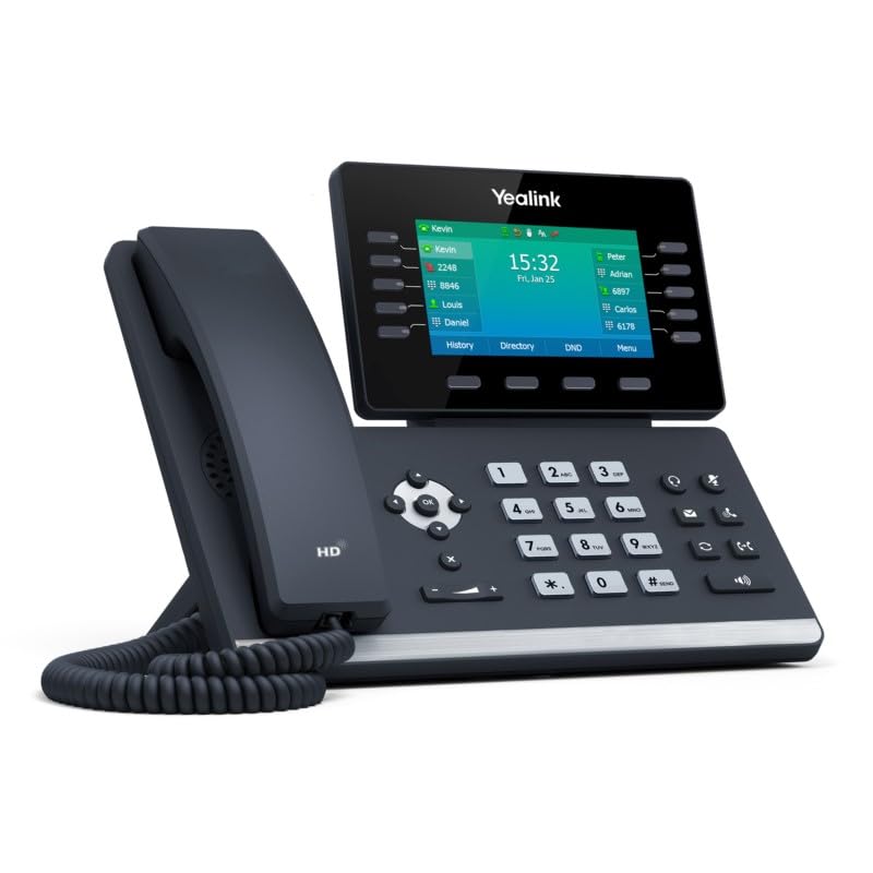 Yealink T54W IP Phone - 16 VoIP accounts - Power Adapters Included 4.3-inch color LCD screen-- Built-in dual-band 2.4G/5G Wi-Fi