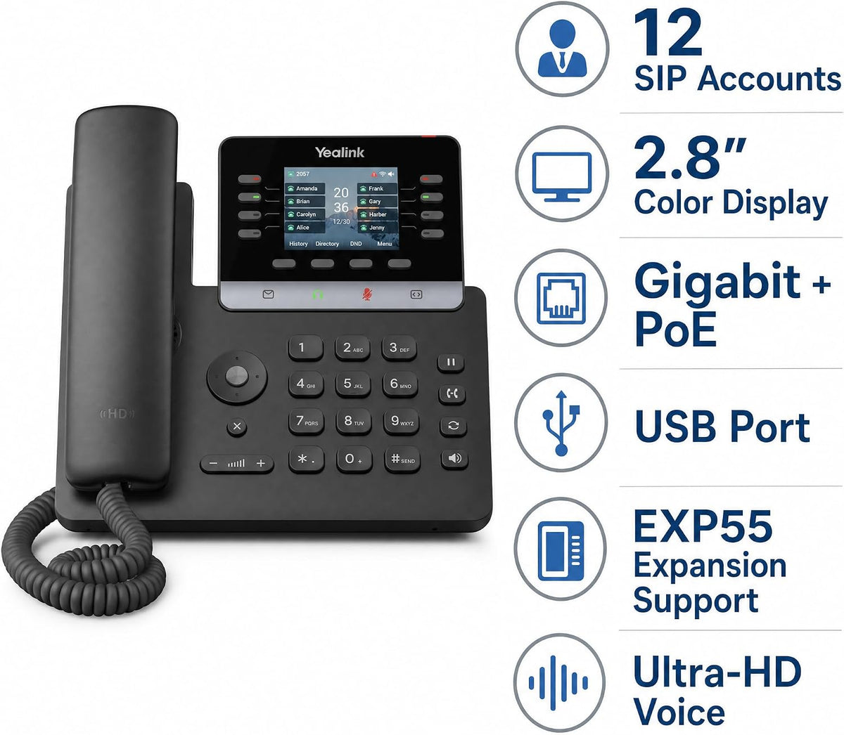 Yealink SIP-T73W 12-Line Wi-Fi 6 VoIP Phone with Bluetooth
