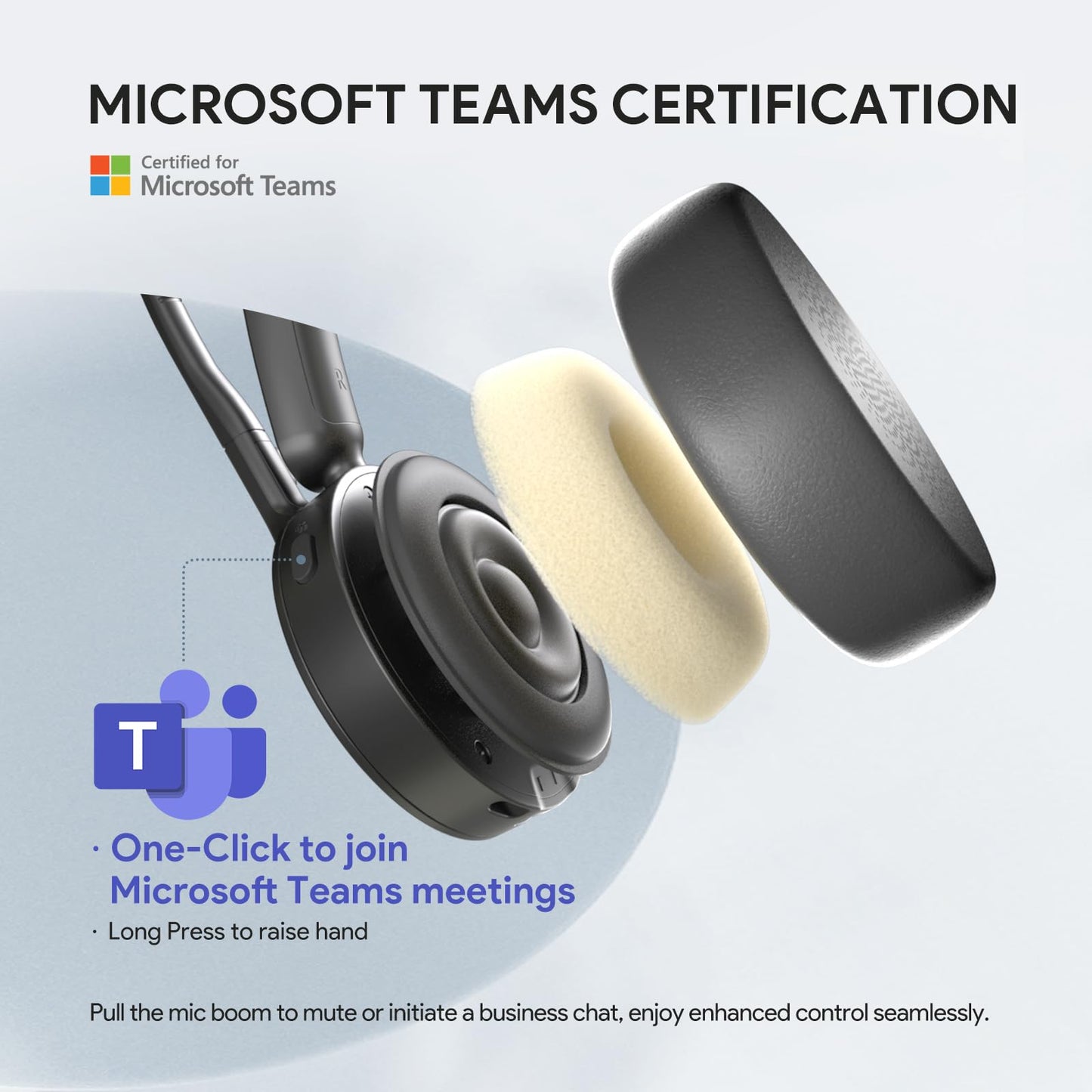 Yealink BH70 Mono Wireless Bluetooth Headset with Microphone for Work, up to 35h Talking Battery Life