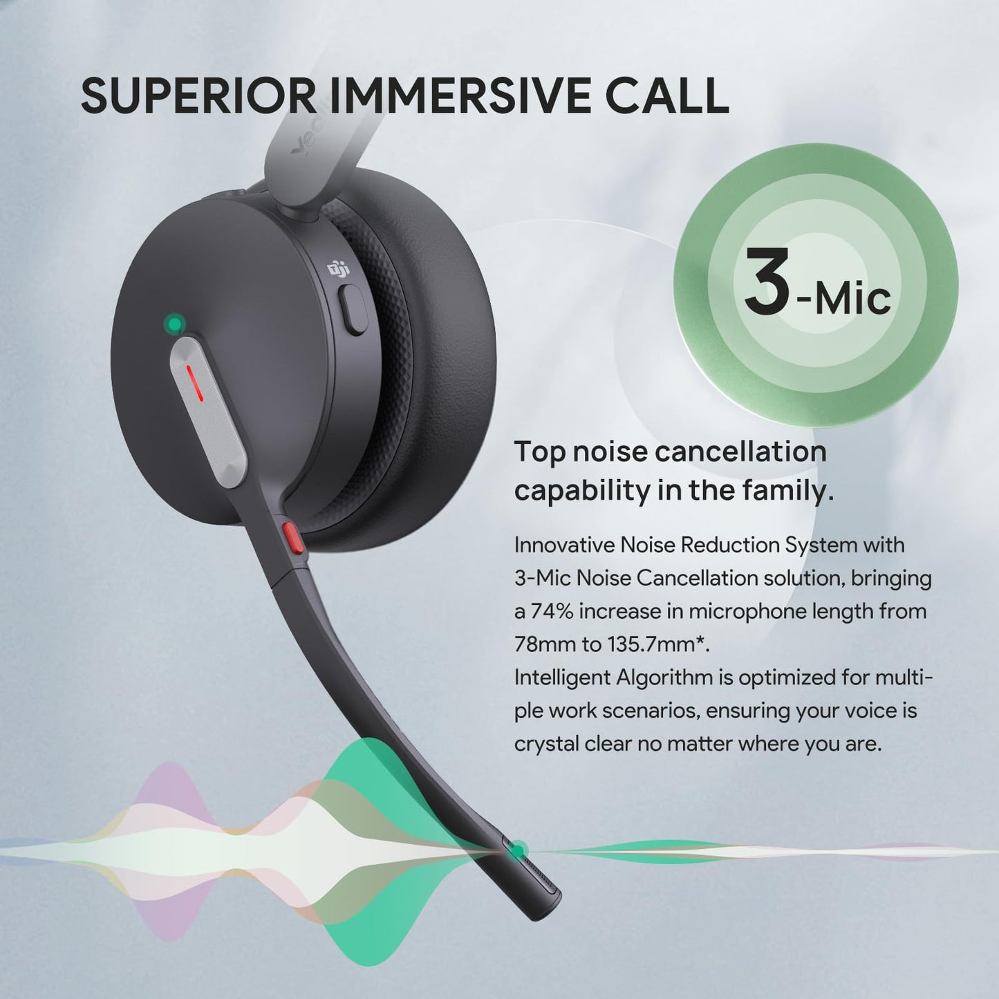 Yealink BH70 Mono Wireless Bluetooth Headset with Microphone for Work, up to 35h Talking Battery Life